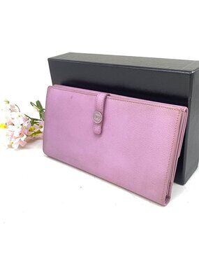 Chanel Wallet Fold Hook Purple CC Logo Coco Button